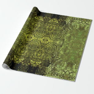 Papier Cadeau motif vintage Art nouveau coloré ornemental en