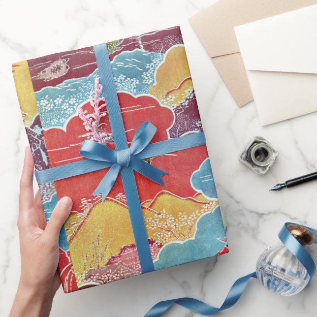 Papier Cadeau Motif vintage Bingata : Grue & Turtle (Cadeaux)