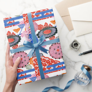 Papier Cadeau Motif vintage Bingata : Petites fleurs de cerisier