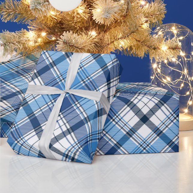 Papier Cadeau Motif Vintage bleu et blanc classique (Vacances)