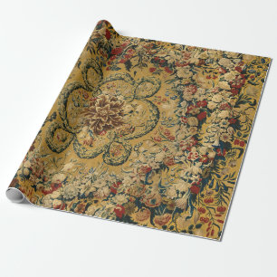 Papier Cadeau Motif Vintage coloré en tapis floral