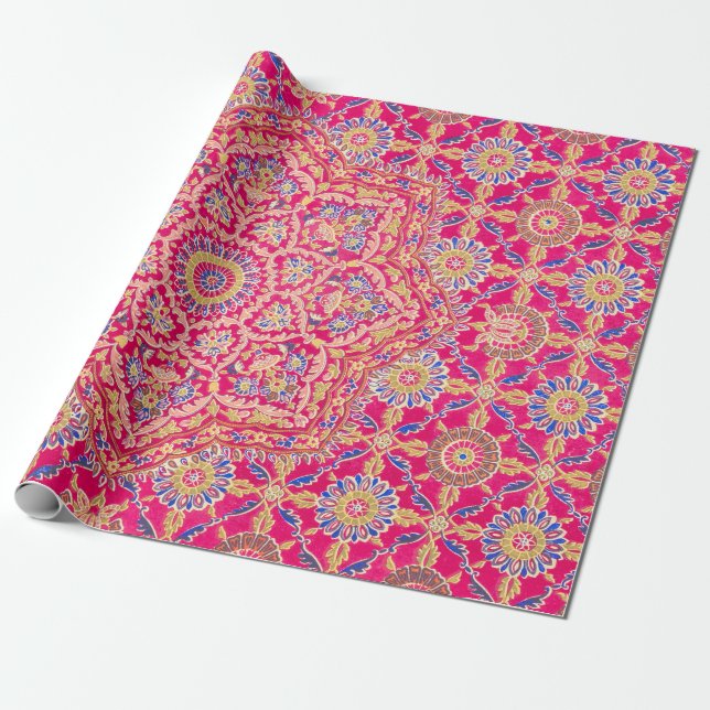 Papier Cadeau Motif vintage de broderie indienne (Déroulé)