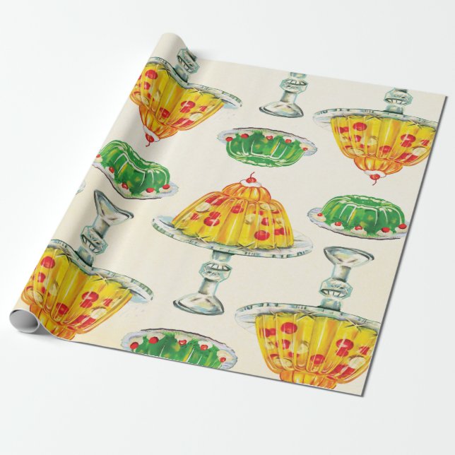 Papier Cadeau Motif Vintage de moulage Jello (Déroulé)