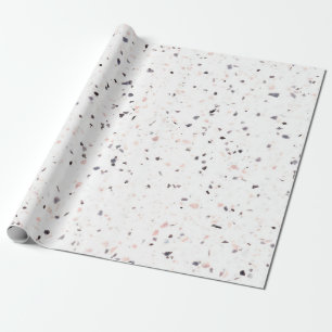 Papier Cadeau Motif Vintage de Terrazzo Retro White Black Pink