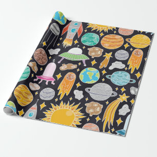 Papier Cadeau Motif vintage dessiné à la main sans soudure ave