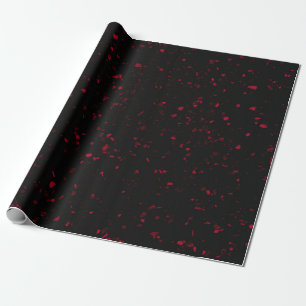Papier Cadeau Motif Vintage Élégant Noir Rouge Terrazzo