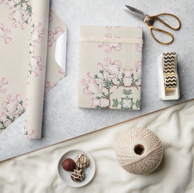 Papier Cadeau Motif vintage Magnolia Blossom Ephemera (Artisanat)