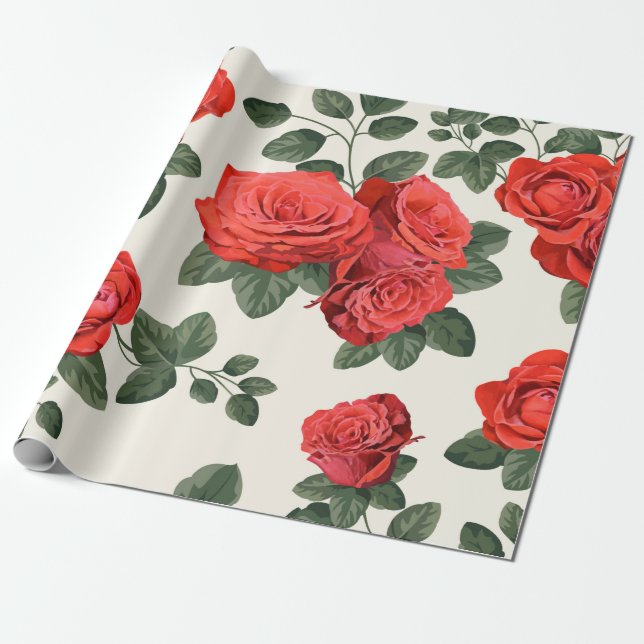 Papier Cadeau Motif vintage sans faille avec roses (Déroulé)