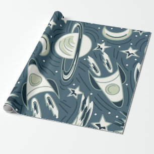 Papier Cadeau Motif vintage sans soudure à main. Planètes