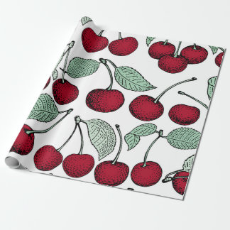 Papier Cadeau motif vintage sans soudure en cerise. Arrière - pl