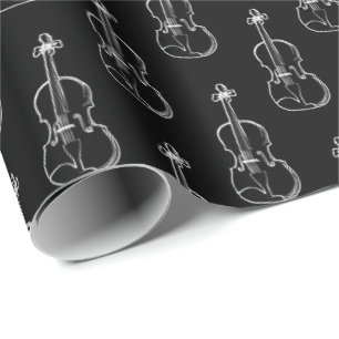 Papier Cadeau Motif violon - noir et blanc