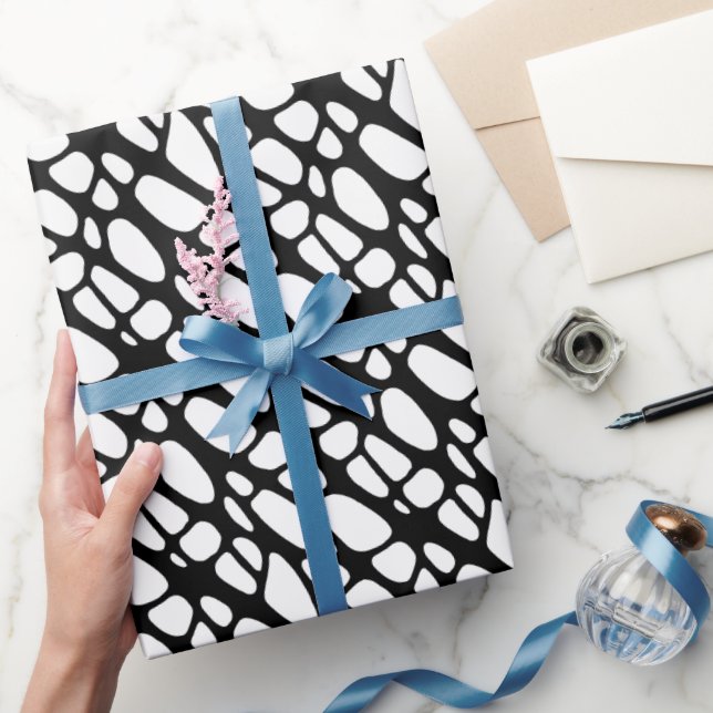 Papier Cadeau Motif Web gothique noir et blanc (Cadeaux)