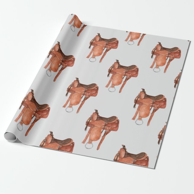 Papier Cadeau Motif Western Saddles (Déroulé)