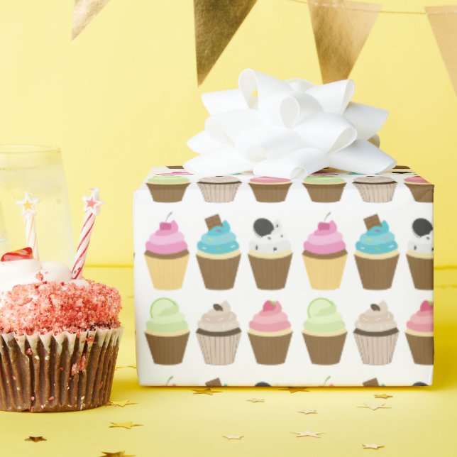 Papier Cadeau Motif Whimsical Cupcakes (Fête d'anniversaire)