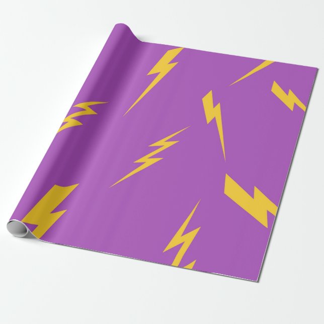 Papier Cadeau Motif Y2K Fond Violet Éclair (Déroulé)