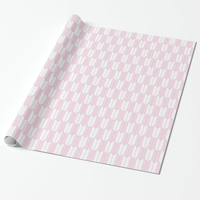 Papier cadeau Motif Yagasuri en rose et blanc (Déroulé)