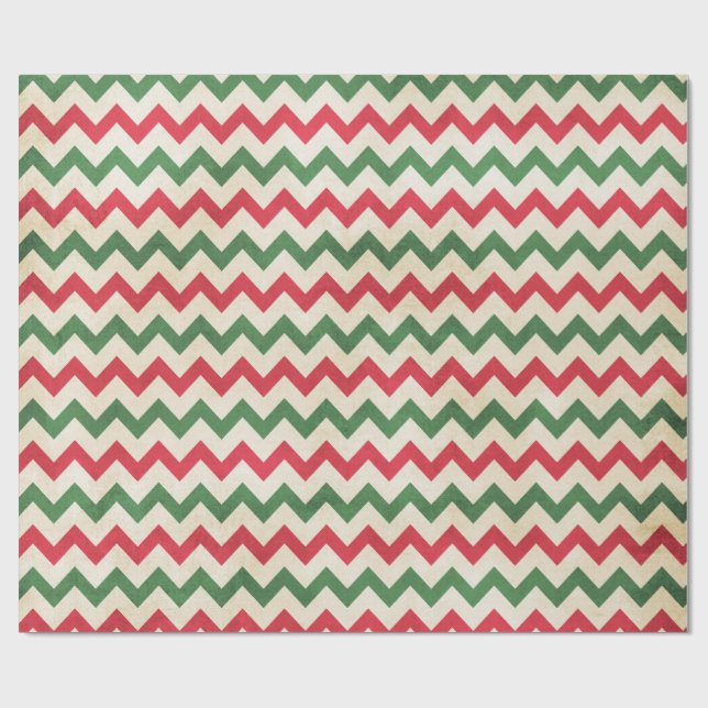 Papier Cadeau Motif Zag rouge et vert déprimé (Plat)