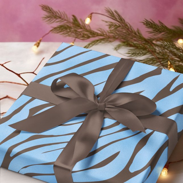 Papier Cadeau Motif Zèbre Bleu Bébé  (Créateur téléchargé)