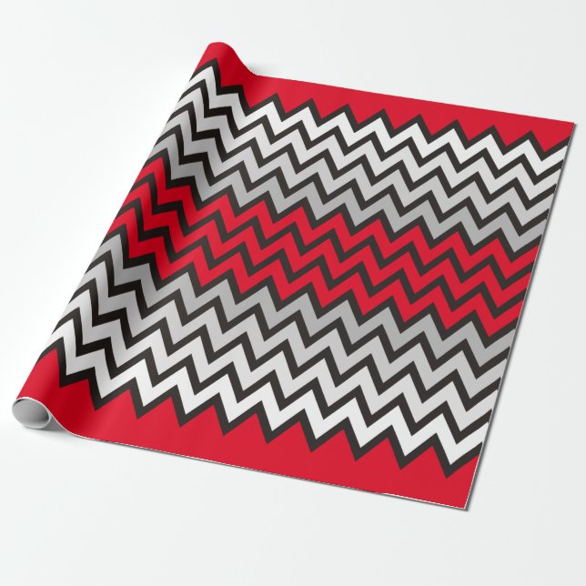 Papier Cadeau Motif ZIGZAG - noir blanc gris + votre idée (Déroulé)