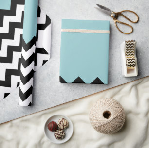 Papier Cadeau Motif Zigzag noir et blanc, Chevron, Bleu