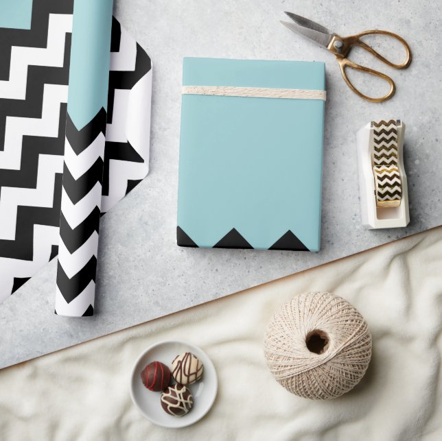 Papier Cadeau Motif Zigzag noir et blanc, Chevron, Bleu (Artisanat)