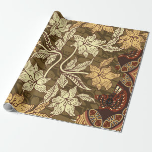 Papier Cadeau Motifs batik indonésiens avec patte de flore et de