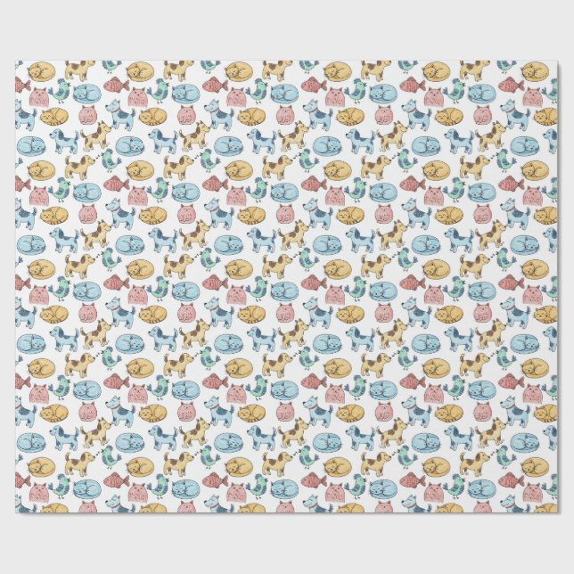 Papier Cadeau motifs d'animaux de compagnie (Plat)