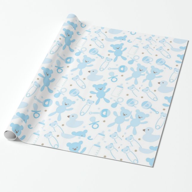 Papier Cadeau Motifs de bleus layette (Déroulé)