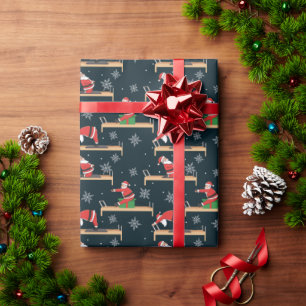 Papier Cadeau Motifs de Noël sans couture Pilates Reformer Santa
