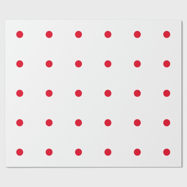 Papier Cadeau Motifs de points rouges géométriques sur fond blan (Plat)