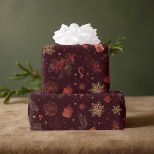 Papier Cadeau Motifs de vacances élégants et modernes foncés Pin