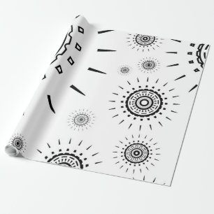 Papier Cadeau Motifs d'éclats noirs sur fond blanc