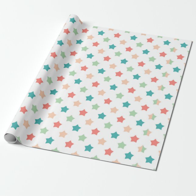 Papier Cadeau Motifs d'étoiles : Rouge, Vert, Bleu et Délice de  (Déroulé)