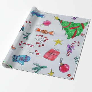Papier Cadeau Motifs typiques du jour de Noël