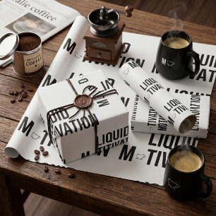 Papier Cadeau Motivation Liquide Accro Moderne à la Caféine