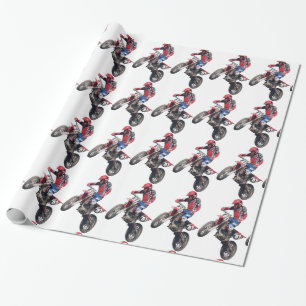 Papier Cadeau Moto Cross Terre Rouge