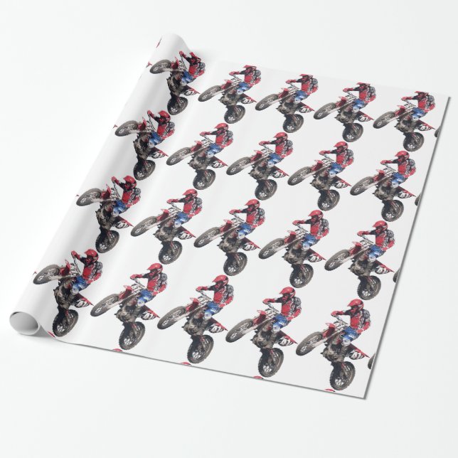 Papier Cadeau Moto Cross Terre Rouge (Déroulé)