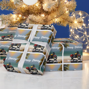 Papier Cadeau Moto Parking près de l'océan