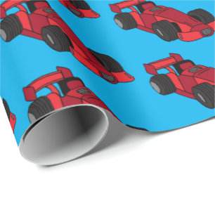 Papier Cadeau Moto Racing Fun Red Sports Cars Racetrack Fan