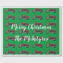 Moto rouge pour Noël vert