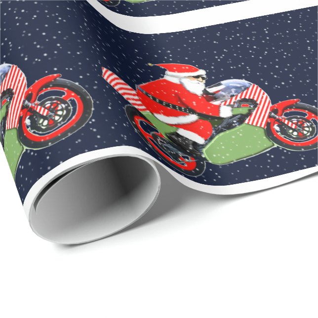 Papier Cadeau Motocross Racing Noël (Coin rond)