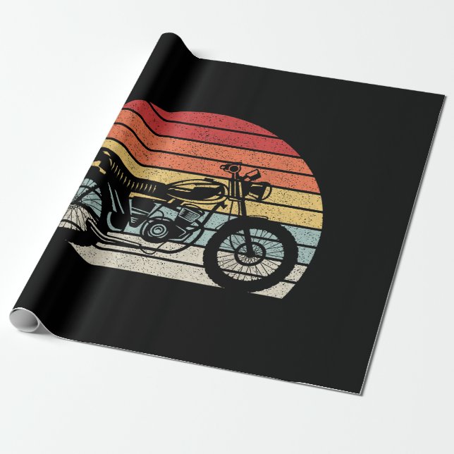 Papier Cadeau Motocyclette Rétro Vintage (Déroulé)