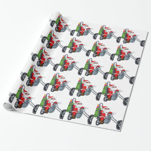 Papier Cadeau motocycliste santa claus