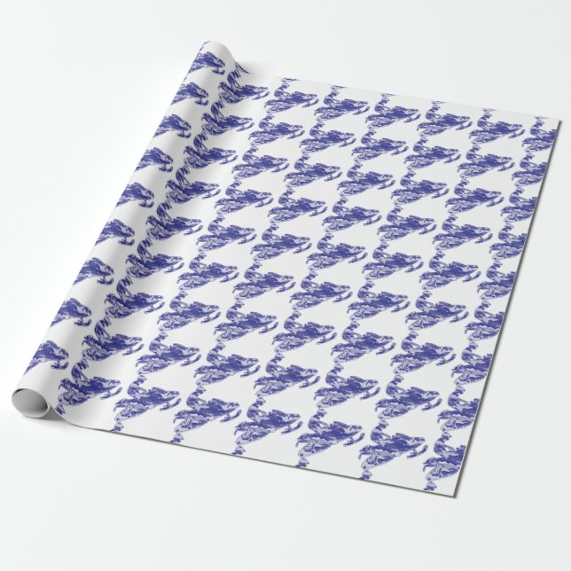 Papier Cadeau Motoneige à camouflage bleu (Déroulé)