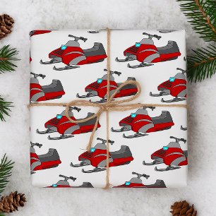 Papier Cadeau Motoneige rouge et grise