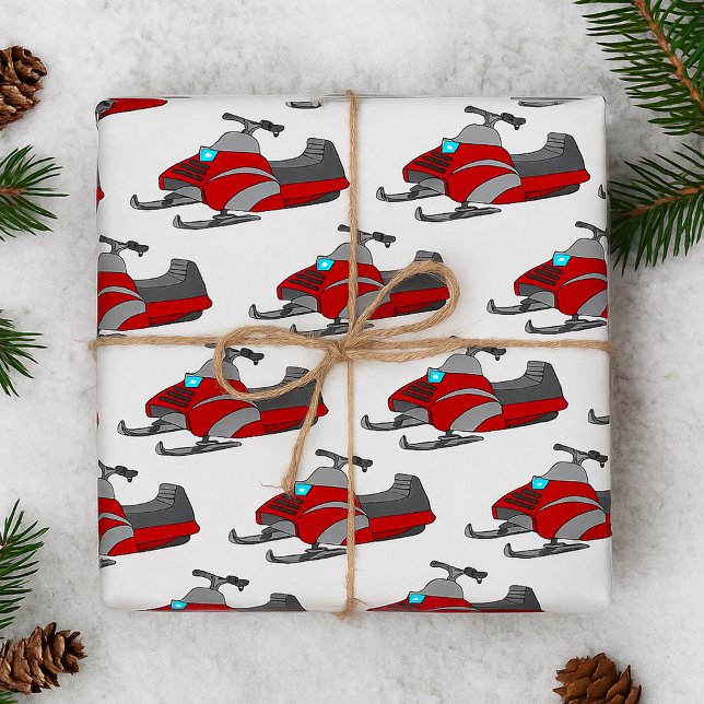 Papier Cadeau Motoneige rouge et grise (Créateur téléchargé)