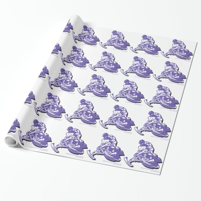 Papier Cadeau Motoneige violet (Déroulé)