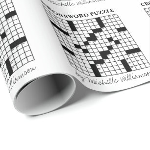 Papier Cadeau Mots croisés personnalisés drôles noir et blanc