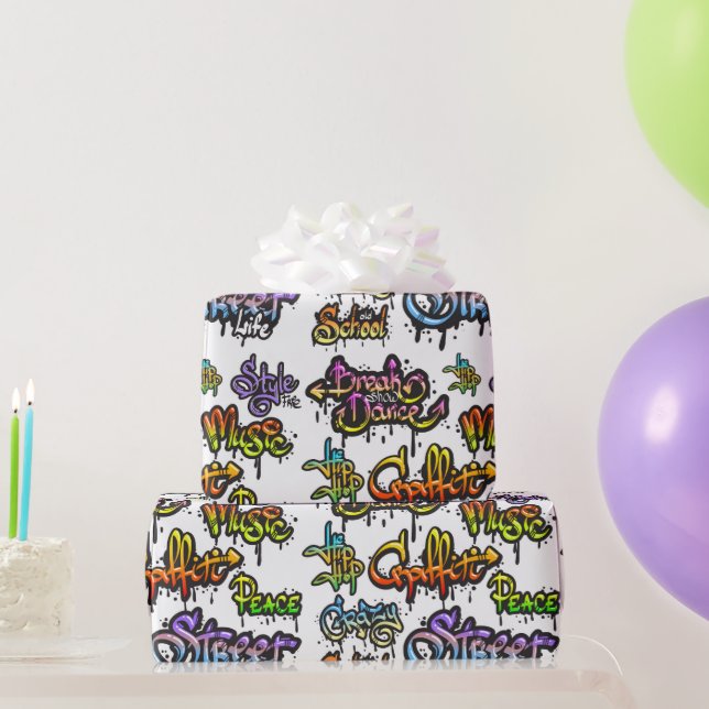 Papier Cadeau Mots de graffiti   (Cadeaux de fête)