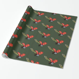 Papier Cadeau Mouche de Ladybird, coccinelles rouges